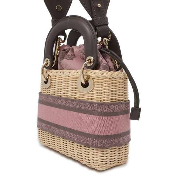 Dior Toile Handbag Basket Christian  Lady Wicker Mini  White de Jouy - Picture 1 of 14